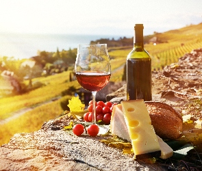 Wino, Ser, Pieczywo, Pomidory, Jesień