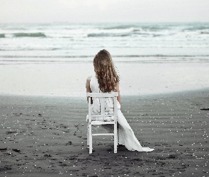 Dziewczyna, Morze, Krzesło