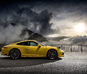 Żółty, Carrera, Porsche, 911, Samochód