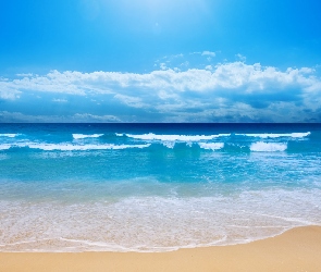 Plaża, Niebo, Błękitne, Morze