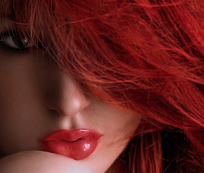 Włosy, Czerwone, Kobieta, Makijaż
