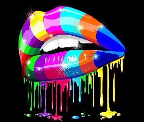 Usta, Kolorowe, Grafika, 3D