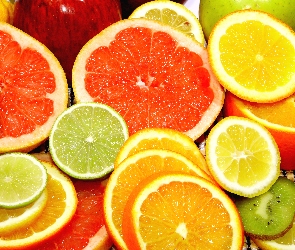 Cytrynka, Kiwi, Grejfrut, Pomarańcze, Owoce