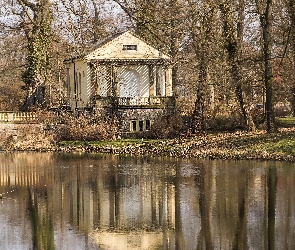 Altana, Staw, Odbicie, Drzewa, Park
