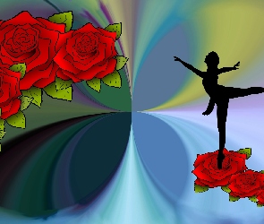 Grafika 2D, Baletnica, Czerwone, Róże