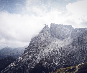 Południowy, Tyrol, Mgła, Góry, Chmury, Bolzano