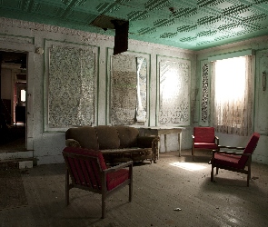 Sofa, Fotele, Zaniedbany, Salon