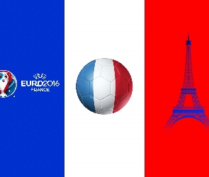 Euro 2016, Francji, Flaga, Piłka