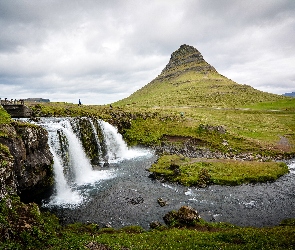 Wzgórze, Islandia, Rzeka, Wodospad