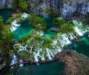 Wodospady, Plitvice, Mola spacerowe, Skały