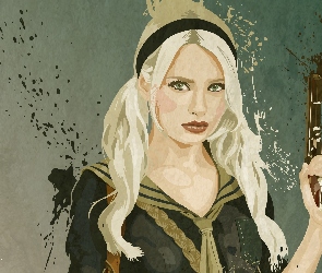 Pistolet, Sucker Punch, Aktorka, Rysunek, Film, Dziewczyna, Emily Browning