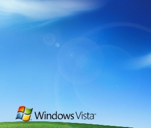 chmury, łąka, Windows Vista, microsoft