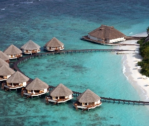 Malediwy, Wakacje, Woda, Ocean, Plaża