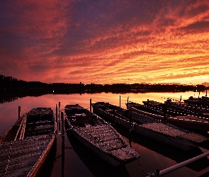 Jezioro, Kajaki, Zachód słońca