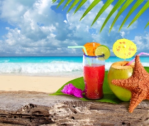 Plaża, Wakacje, Rozgwiazda, Drinki, Letnia