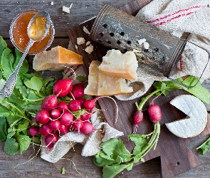Martwa, Dżem, Rzodkiewka, Natura, Warzywa, Ser, Miód