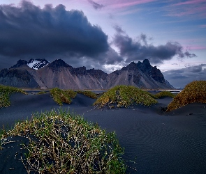 Niebo, Islandia, Wydmy, Morze, Góry