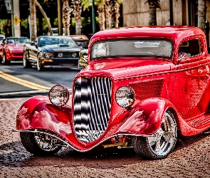 1934r, Czerwony, Coupe, Ford, Retro, Klasyczny