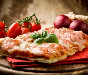 Pizza, Serwetka, Czerwona, Cebula, Pomidory