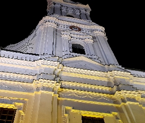 Wieża, Kościoła, Oświetlona