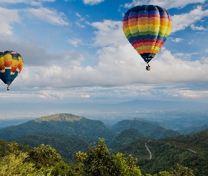 Krajobraz, Balony, Niebo, Góry