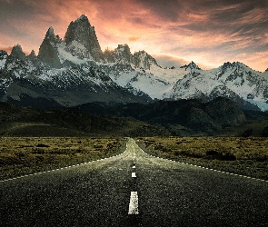 Niebo, Drogi, Patagonia, Fitz Roy, Argentyna, Góry