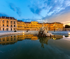 Pałac Schönbrunn, Statua, Austria, Słońca, Wiedeń, Zachód