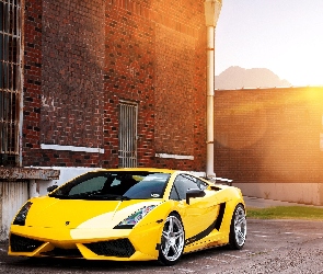 Samochód, Światło, Lamborghini, Przebijające, Żółty