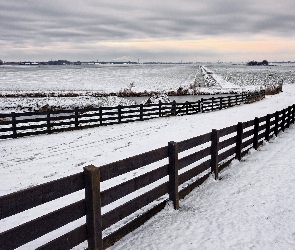 Śnieg, Płot, Zima