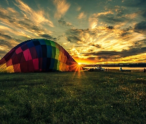 Balon, Słońca, Niebo, Zachód