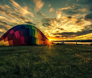 Niebo, Balon, Słońca, Zachód