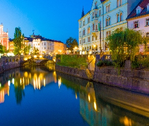 Lublana, Domy, Rzeka, Europa, Słowenia