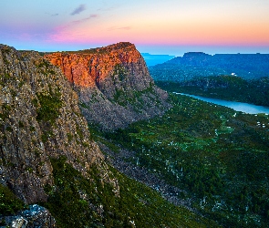Góry, Słońca, Wschód, Jezioro, Australia