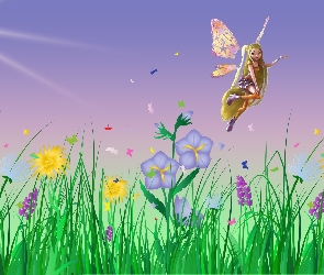 Motylek, Kwiaty, Grafika