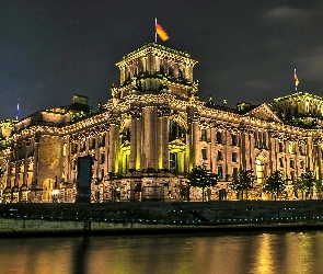 Niemcy, Berlin, Noc, Dom, Reichstag, Europa