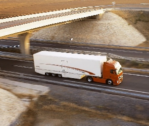 Ciężarówka Volvo, Autostrada, Ciągnik i Przyczepa