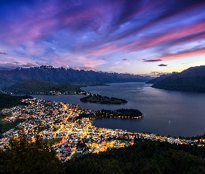 Jezioro, Nowa Zelandia, Miasto, Queenstown, Wakatipu