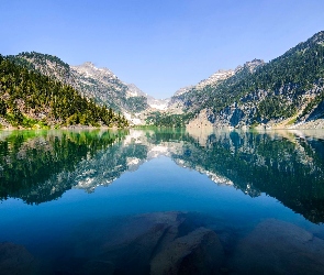 Lasy, Jezioro, Góry, Odbicie