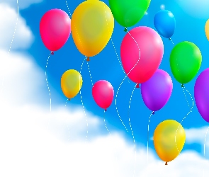 Grafika 2D, Balony, Niebo, Kolorowe