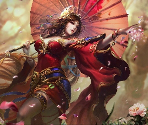 Wojowniczka, Parasolka, Fantasy, Kobieta