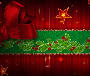 Gwiazdki, Kokarda, Dekoracja, Świąteczna