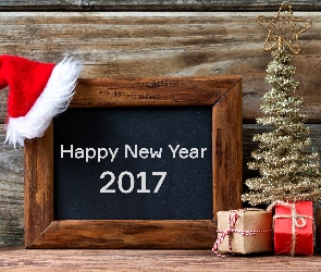 Choinka, Szczęśliwego Nowego Roku 2017, Życzenia, Prezenty