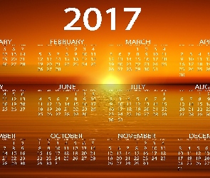 Zachód słońca, 2017, Kalendarz