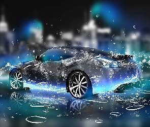 Grafika 3D, Woda, Samochód
