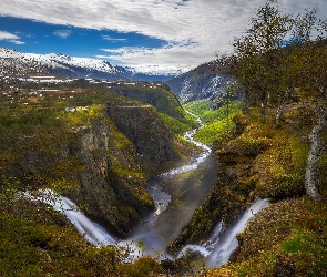 Wodospad Voringsfossen, Rzeka, Norwegia, Góry