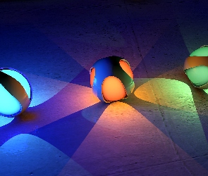 Grafika 3D, Światło, Kule, Kolory