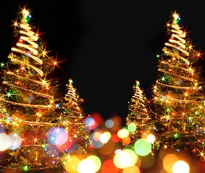 Światła, Dekoracja, Boże Narodzenie, Choinki