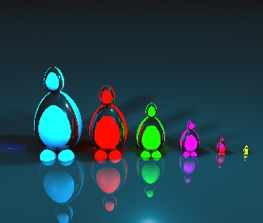 Wektorowa, Pingwiny, Grafika 3D
