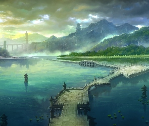 Fantasy, Mgła, Most, Góry