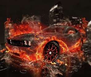 Dodge Challenger, Ogień, 3D